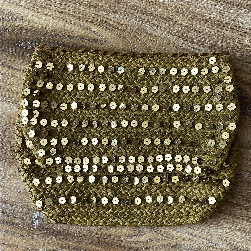 Mar Y Sol Raffia Palm Sequin Clutch